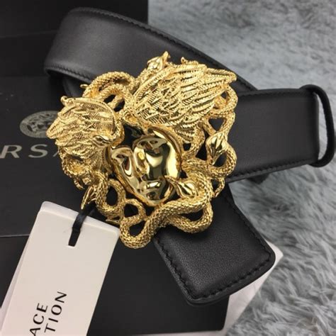 versace collection medusa logo belt black|Versace Medusa snake wings belt.